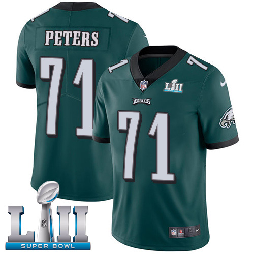 Nike Eagles #71 Jason Peters Midnight Green Team Color Super Bowl LII Youth Stitched NFL Vapor Untouchable Limited Jersey - Click Image to Close